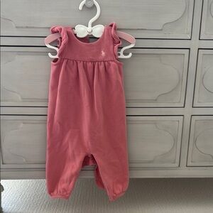 Pink Baby Romper with Ruffle Sleeves